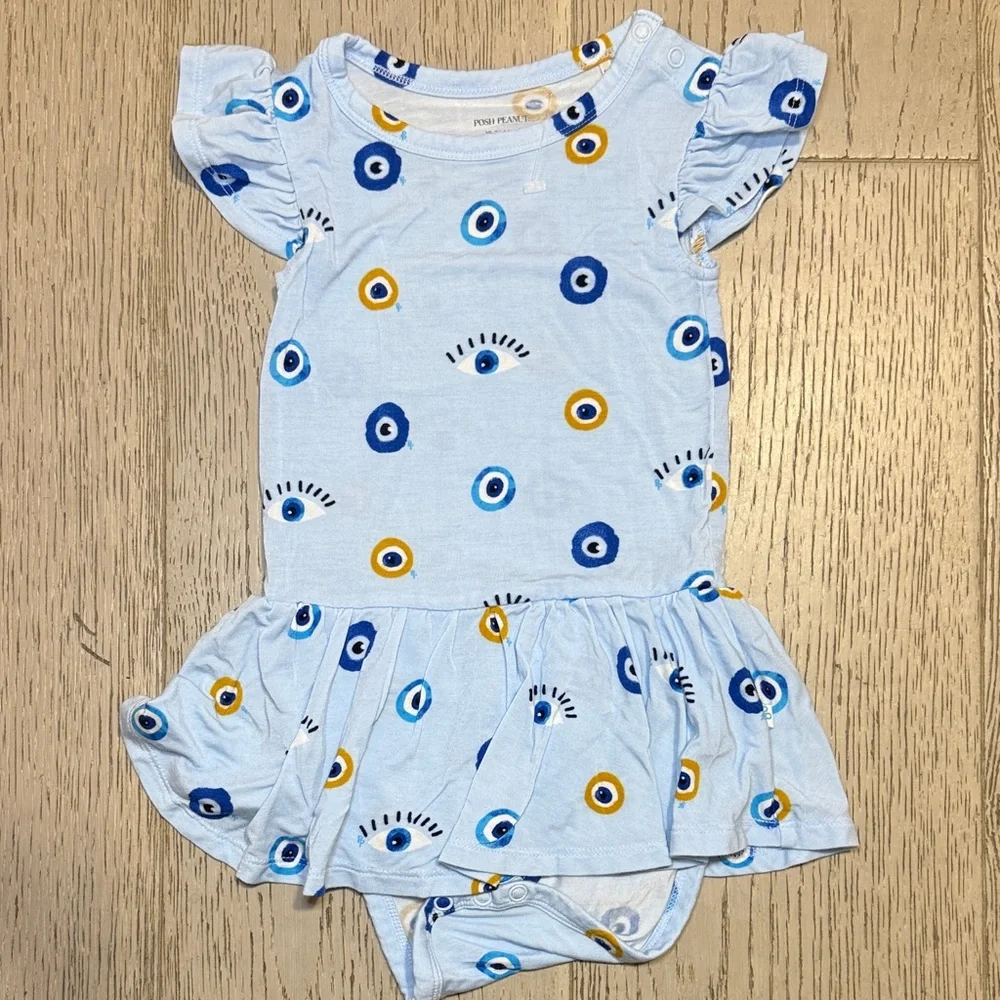 Posh Peanut Blue and Yellow Eye Pattern Diaper Cover